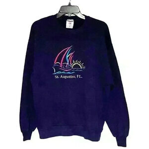 Vintage 90s St. Augustine FL Sailboat Beach Crew Neck Sweatshirt USA Adult Large